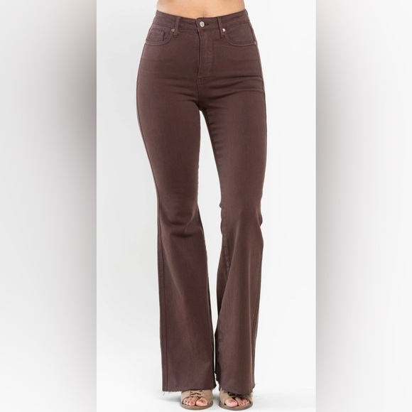 Judy Blue Denim - Judy Blue Country Chic Espresso Chocolate Hued High-Waist Flare Jeans 88803 18w